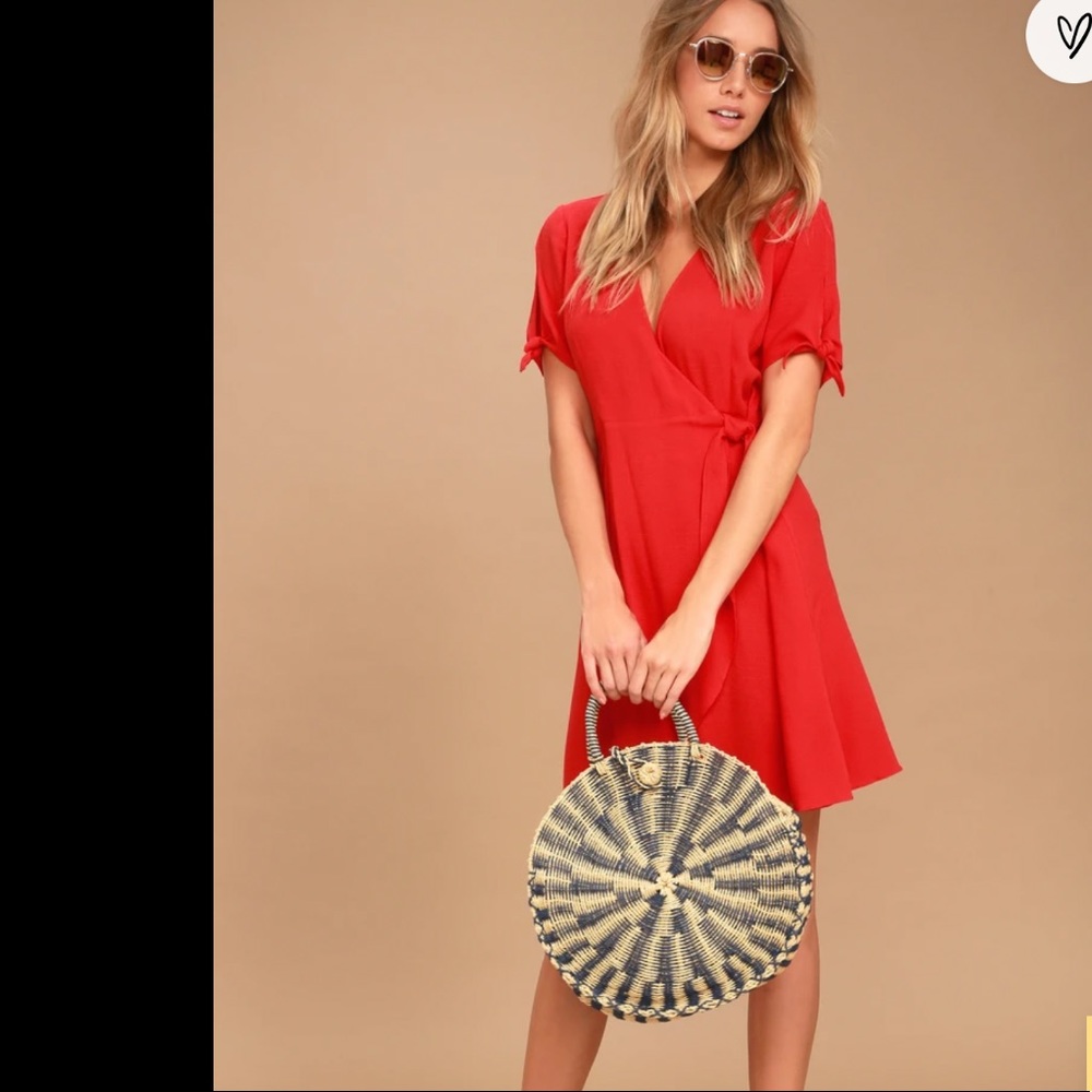 Red wrap dress